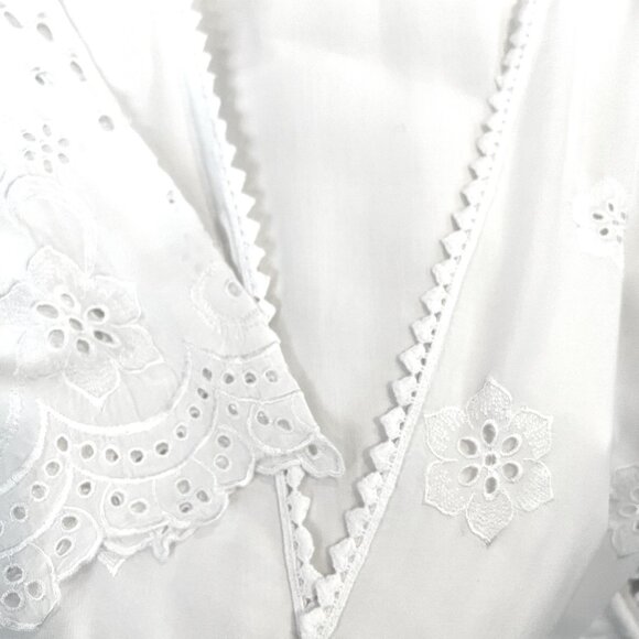 M Made In Italy Embroidered Top Swim Coverup White Soft Size Small - Picture 3 of 7